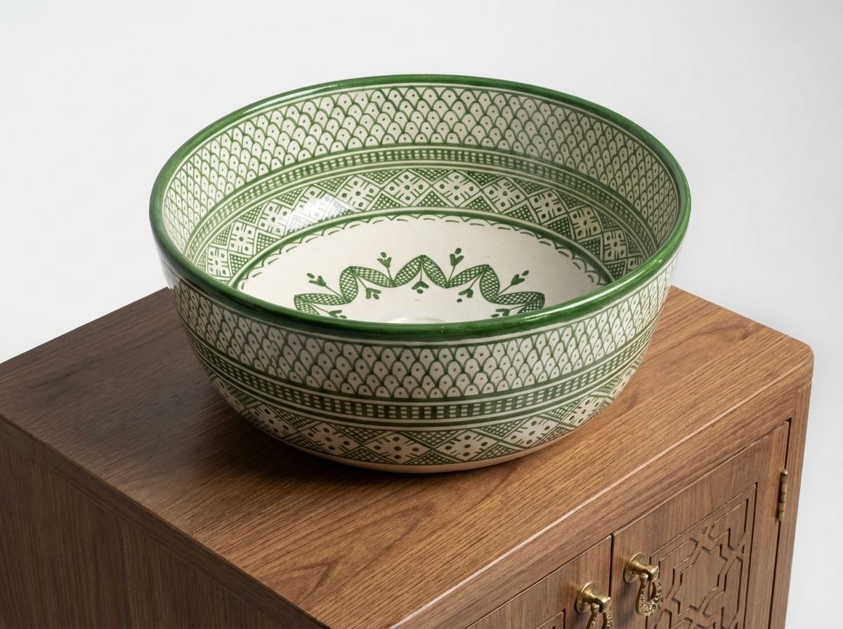 The Fassi Emerald: Hand-Painted Ceramic Vessel Sink view 3