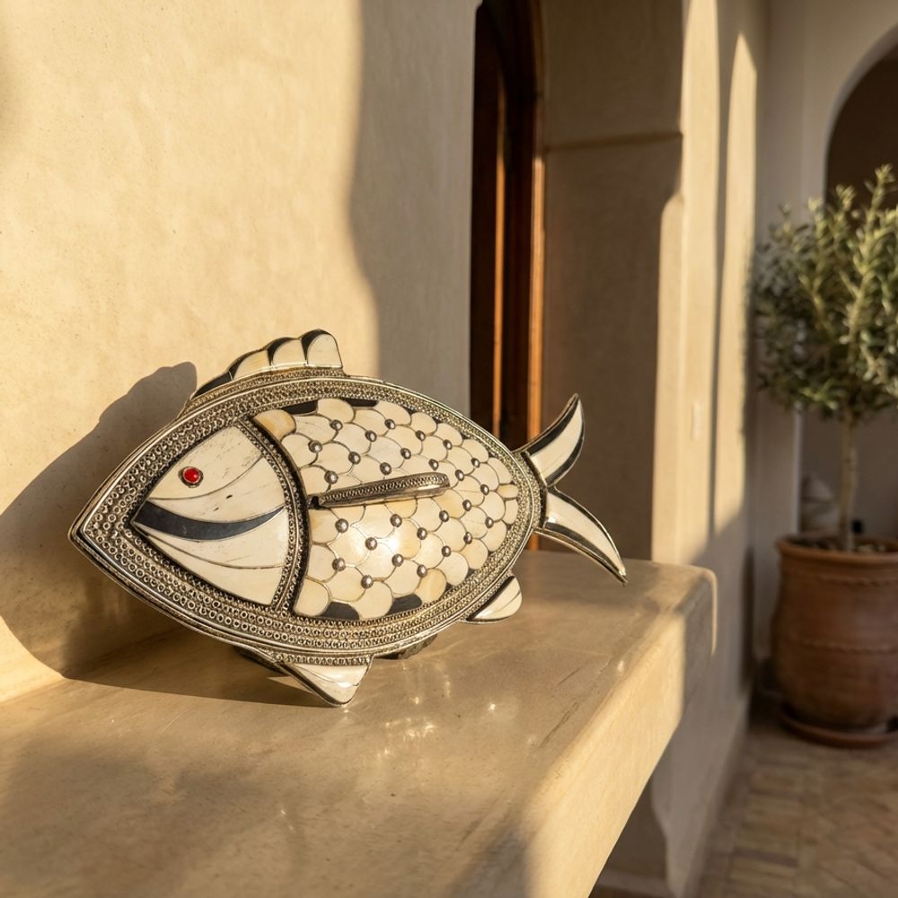 The Essaouira Silver & Bone Inlay Fish Box