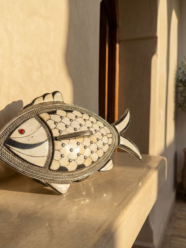 The Essaouira Silver & Bone Inlay Fish Box