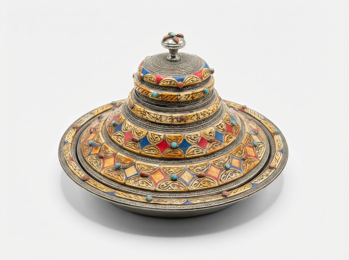 The Royal Tiznit: Jeweled Silver & Bone Inlay Ceremonial Tagine view 3