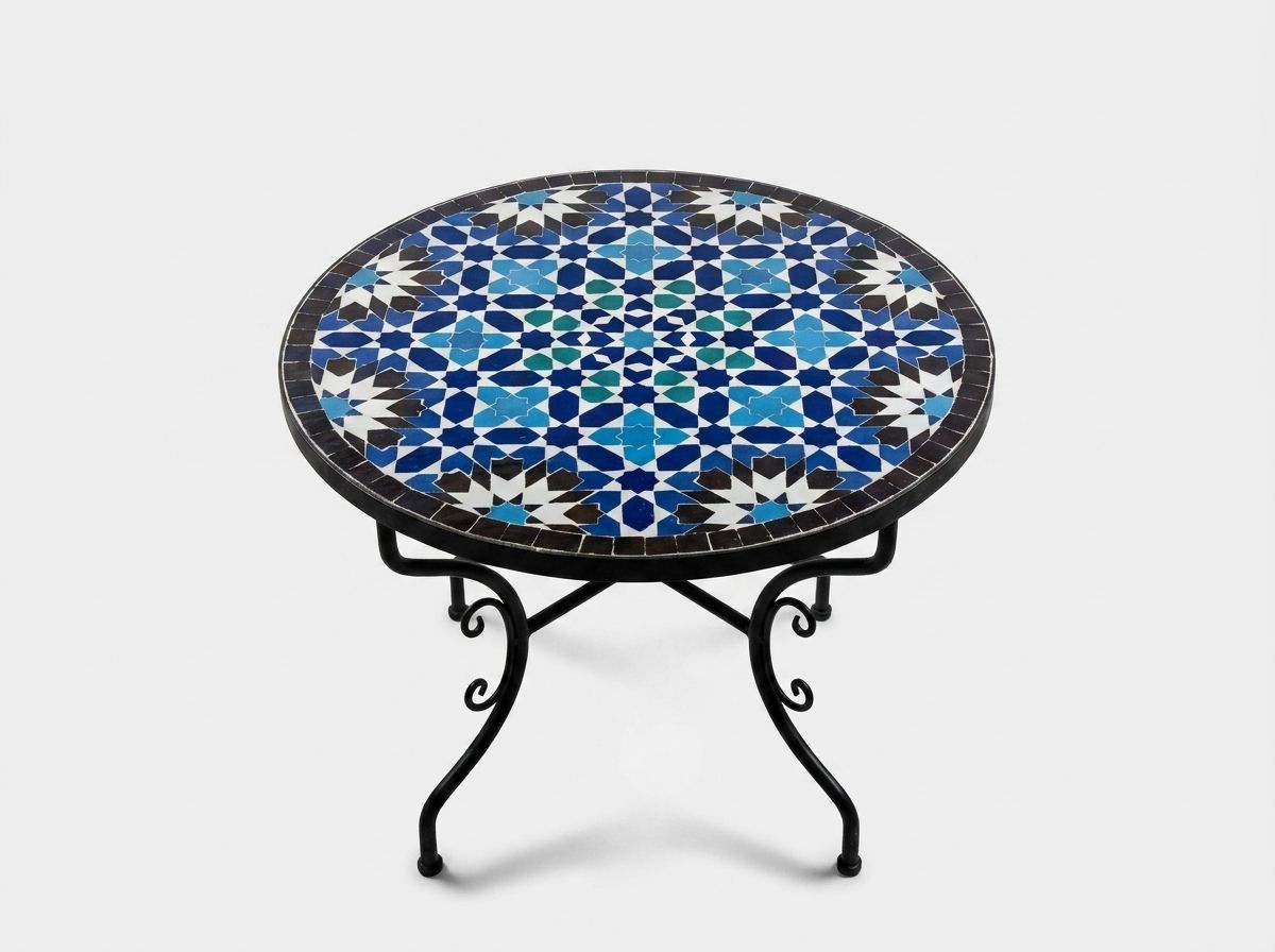 Azure Starburst Moroccan Zellige Tabletop view 2