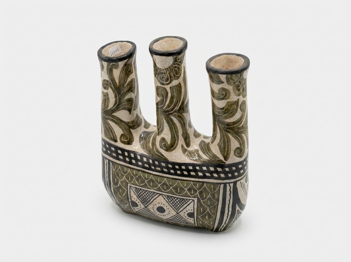 The Fez Triad: Olive & Charcoal Ceramic Tulipiere view 3