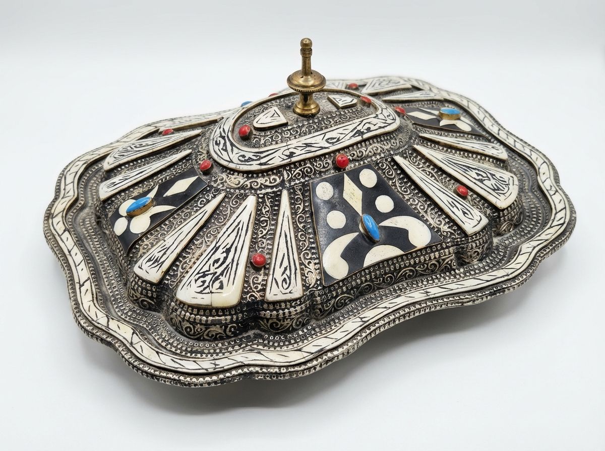 The Andalusian Star: Silver & Bone Inlay Lidded Serving Dish view 3