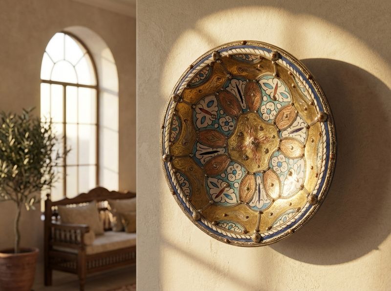 The Zahra Andalusian Brass & Enamel Charger detail