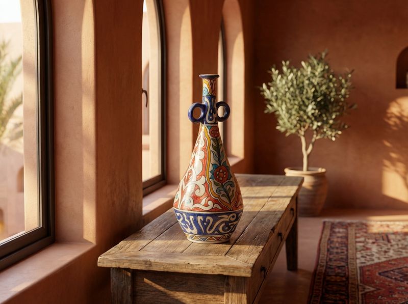 The Fassi Floral & Arabesque Pilgrim Vase detail