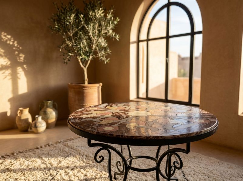 Zahra Atlas Stone Mosaic Tabletop detail