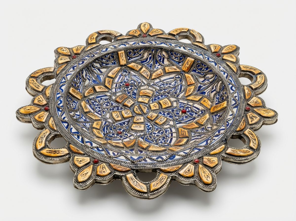 The Andalusian Star: Ceramic & Camel Bone Inlay Wall Platter view 3