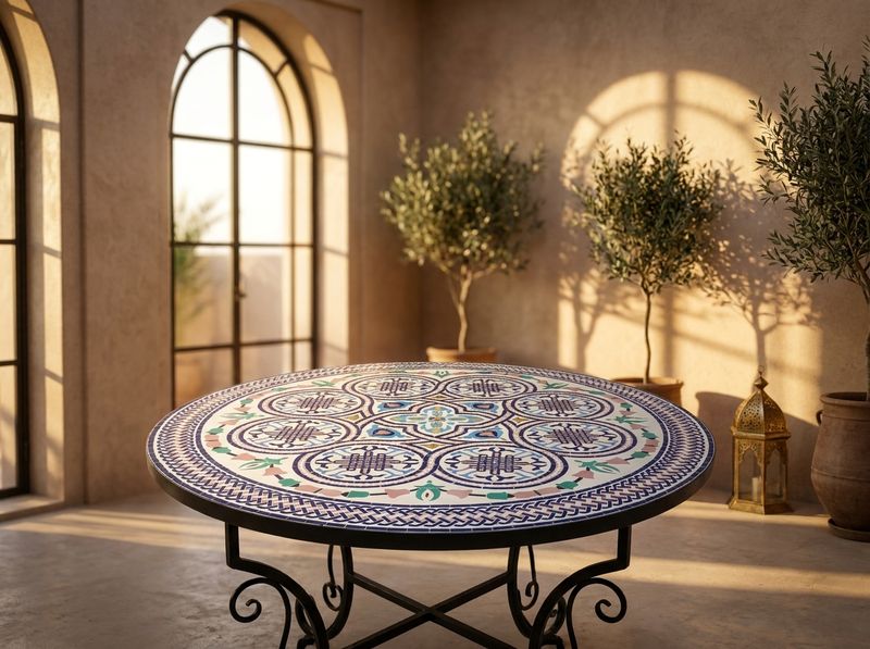 The Zahra Andalus Zellige Mosaic Table detail