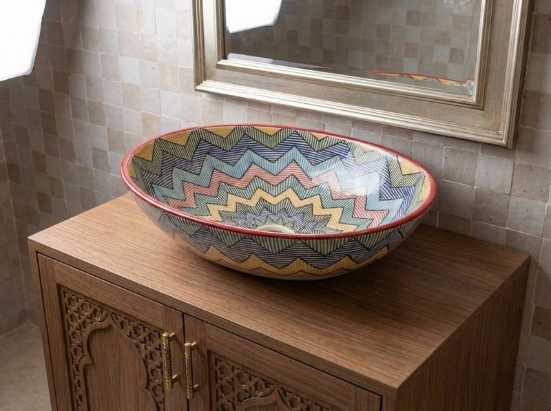 The 'Zellige Ripple' Oval Ceramic Vessel Sink