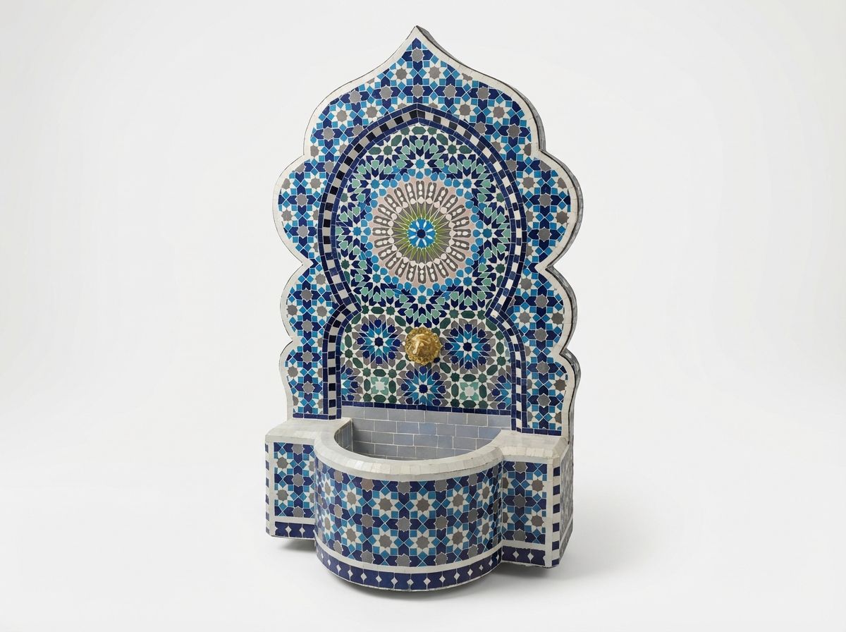 The Azure Star of Fes Zellige Fountain view 3