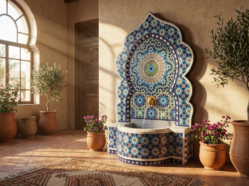 The Azure Star of Fes Zellige Fountain detail