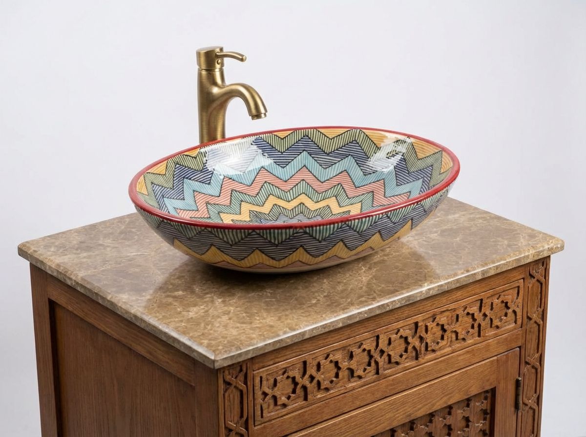 The 'Zellige Ripple' Oval Ceramic Vessel Sink view 3
