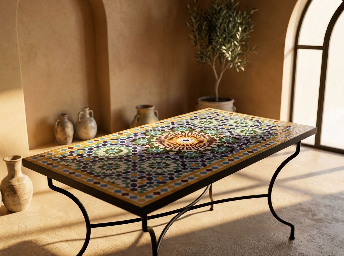 The 'Bahia' Starburst Zellige Dining Surface view 3