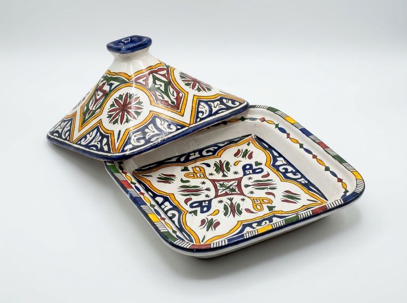 Fez Harmony: Hand-Painted Square Ceramic Serving Dish
