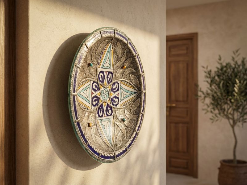 The Zahra Silvered Enamel Bowl detail