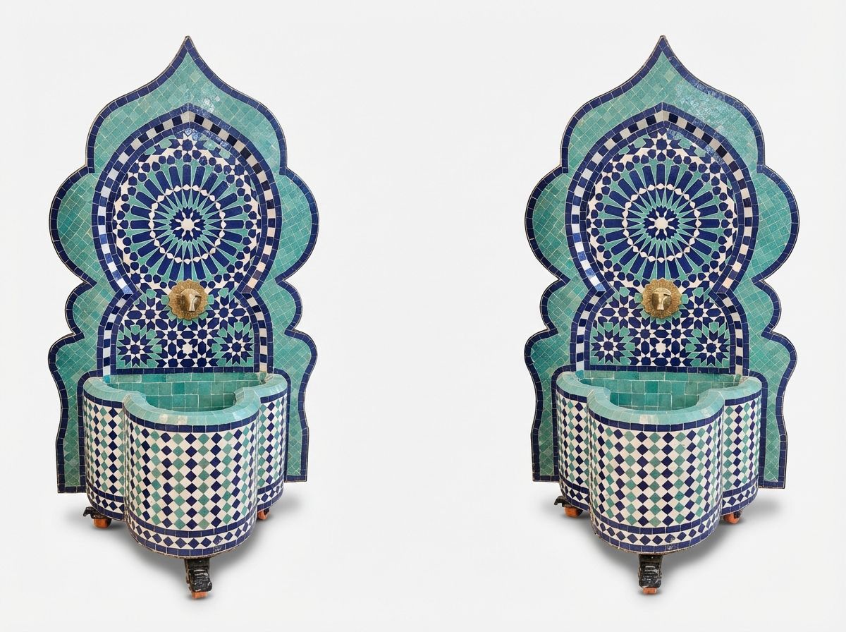 The Andalusian Azure Zellige Fountain with Lion Spout view 2