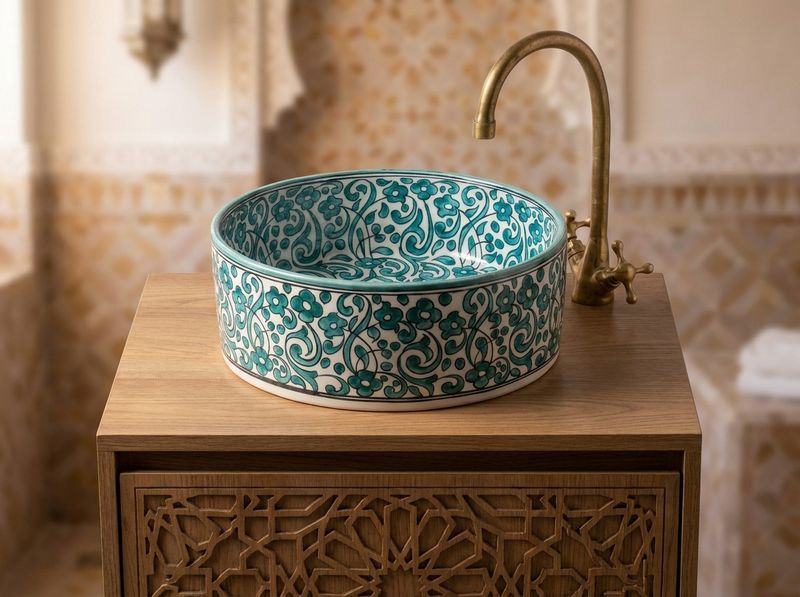 The Fes Turquoise Arabesque Vessel Sink