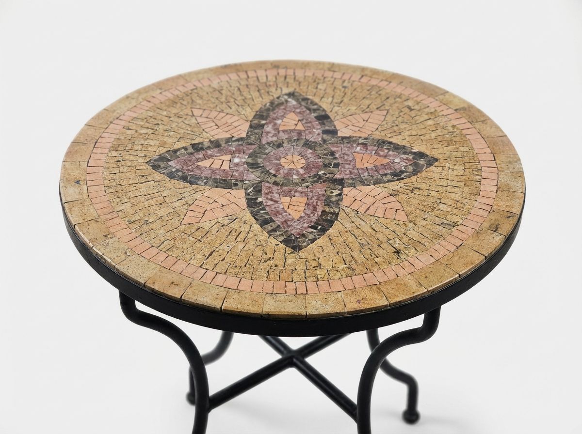 Atlas Bloom Stone Mosaic Side Table view 3