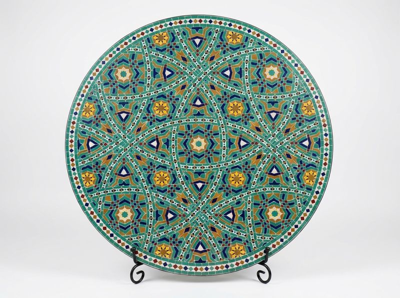 The "Veridian Star" Moroccan Zellige Mosaic Tabletop