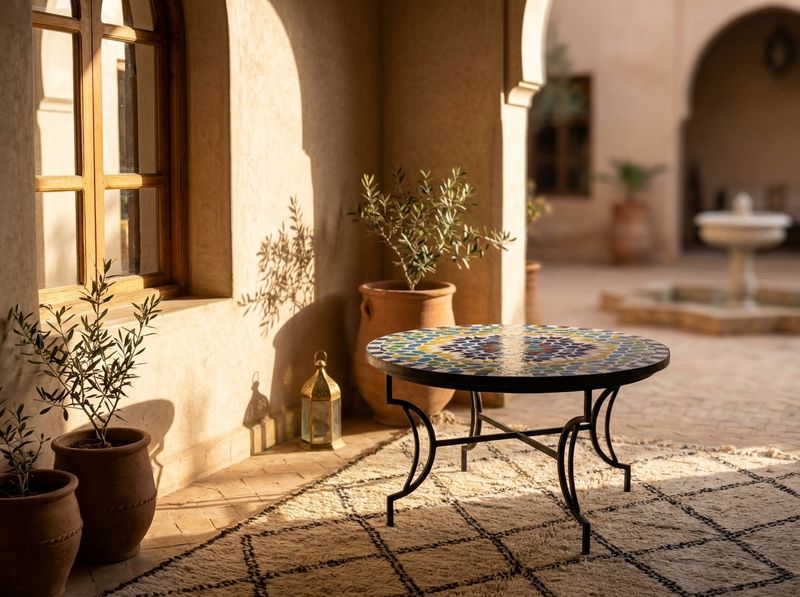 The 'Bahia' Azure Radiance Zellige Tabletop detail