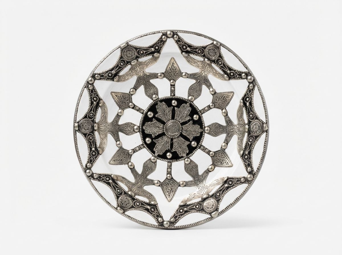 The Safi Starburst: Silver-Clad Ceramic Platter view 2