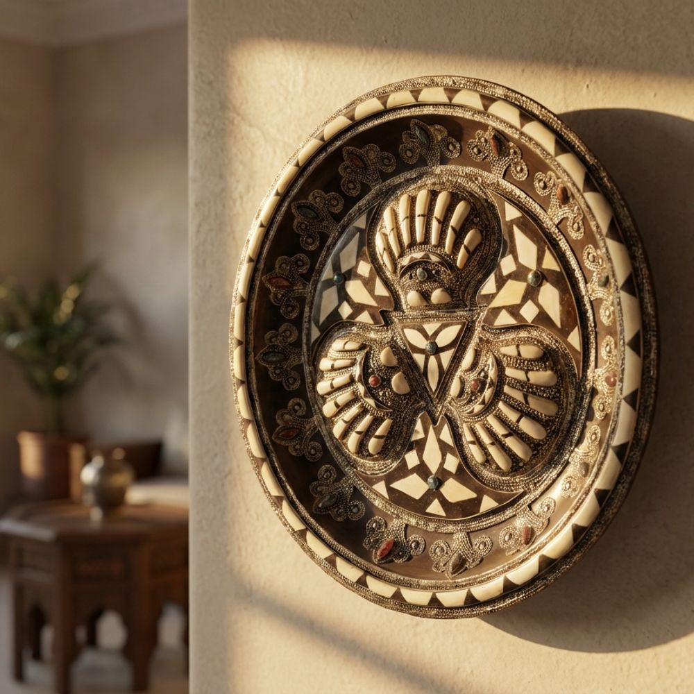 The Mogador Mosaic: Bone & Silver Inlay Wall Charger