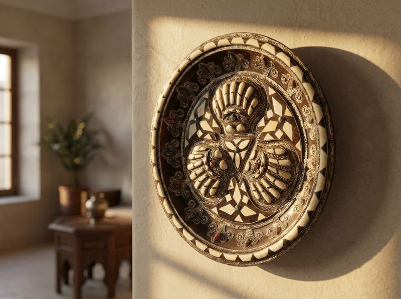 The Mogador Mosaic: Bone & Silver Inlay Wall Charger detail