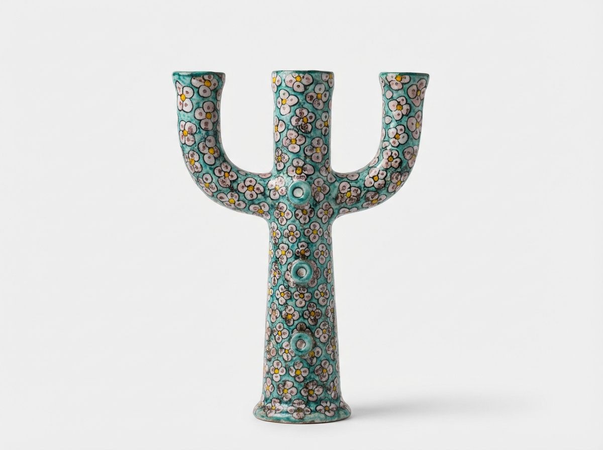 The Majorelle Bloom Ceramic Cactus Candelabra view 2