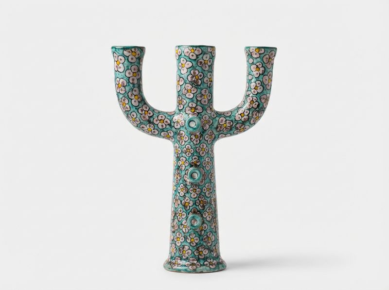 The Majorelle Bloom Ceramic Cactus Candelabra