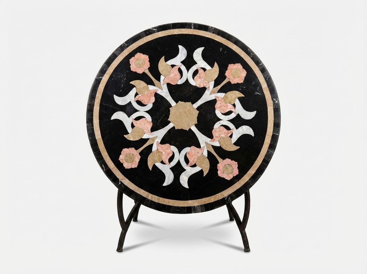 Layla Noir Floral Marble Table view 2
