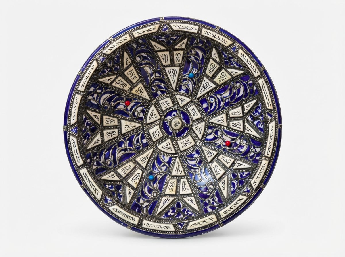 The Azure Star: Silver-Embellished Fassi Ceremonial Platter view 2