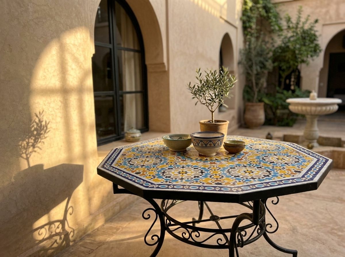 Soleil de Fès - Octagonal Zellige Mosaic Table Top view 3