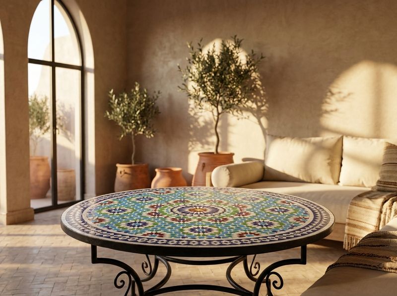 The 'Fes Meridian' Zellige Mosaic Tabletop detail