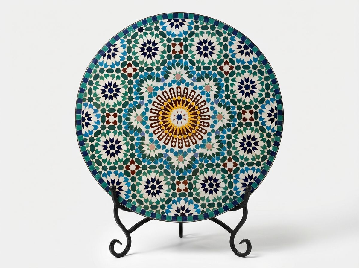 Zellige Soleil: The Fes Blue & Gold Mosaic Table view 2