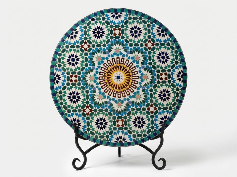 Zellige Soleil: The Fes Blue & Gold Mosaic Table
