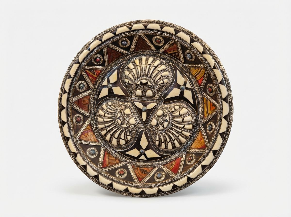 The Mogador Trefoil: Bone & Metal Inlay Charger view 2