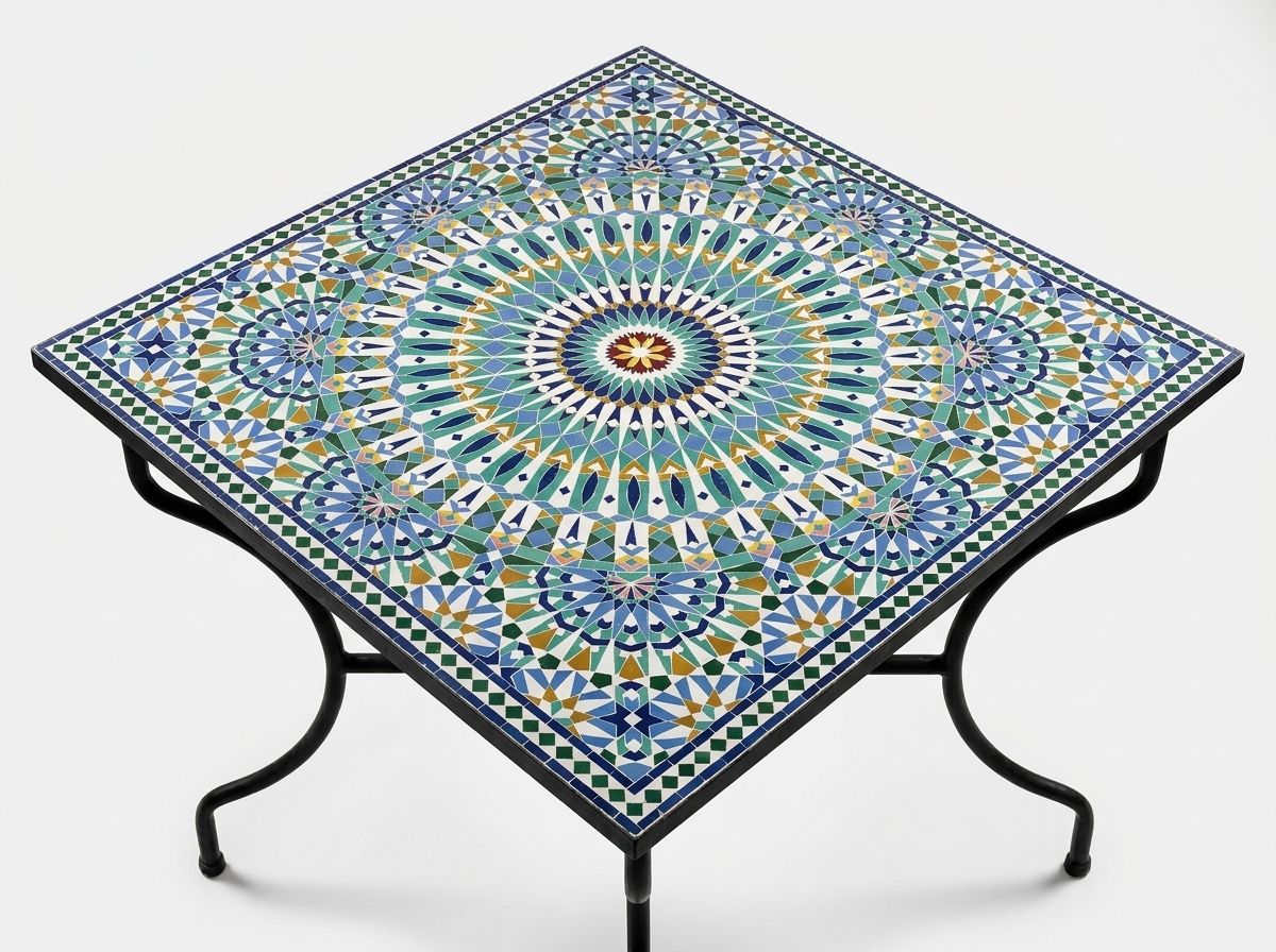 The Fez Azure Radiance Zellige Table view 2
