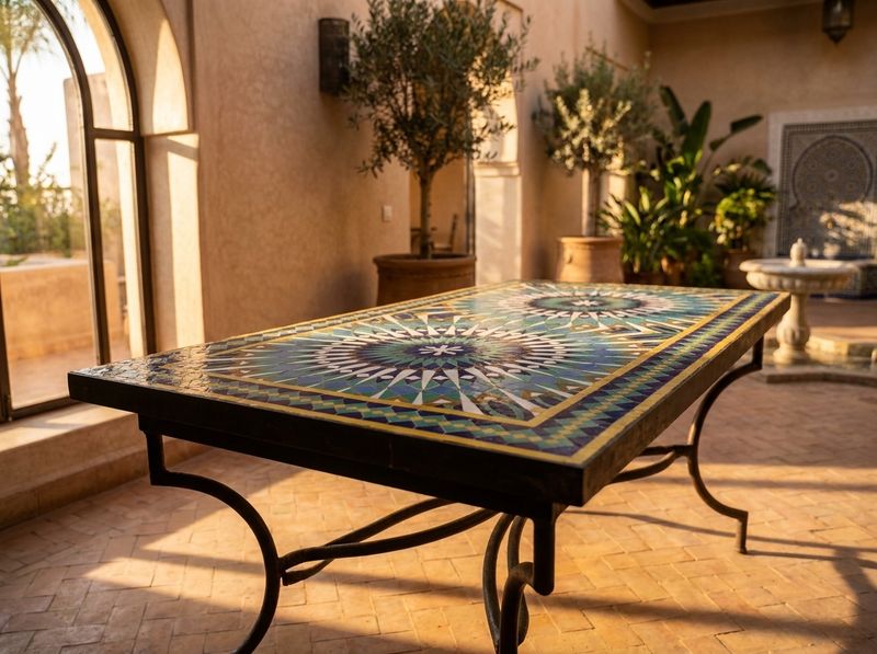 The Azure Fez Zellige Tabletop detail