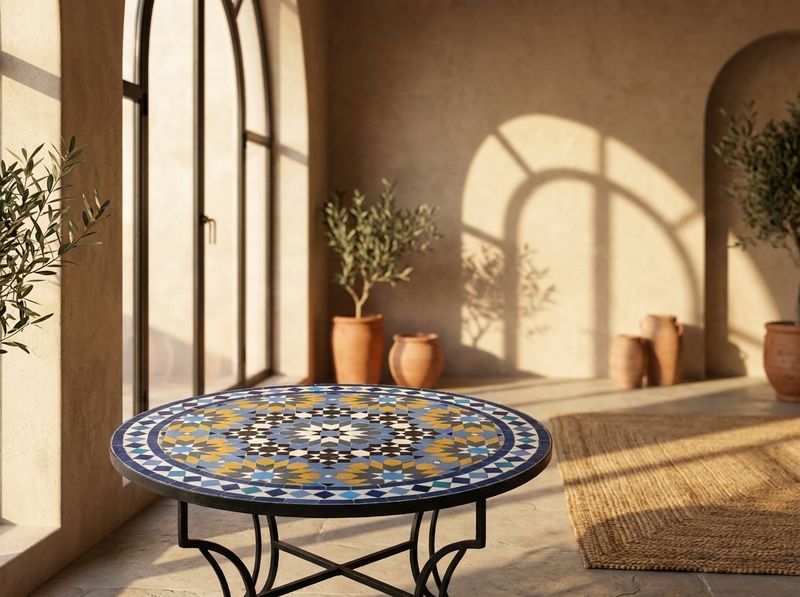 The 'Atlas Starburst' Zellige Mosaic Tabletop detail