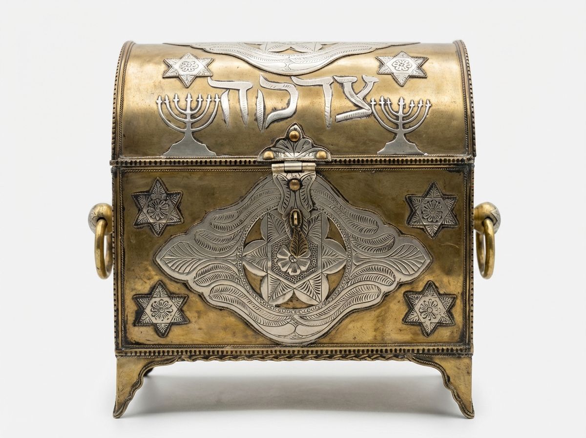 The 'Zahav' Moroccan Brass & Silver Judaica Chest view 2