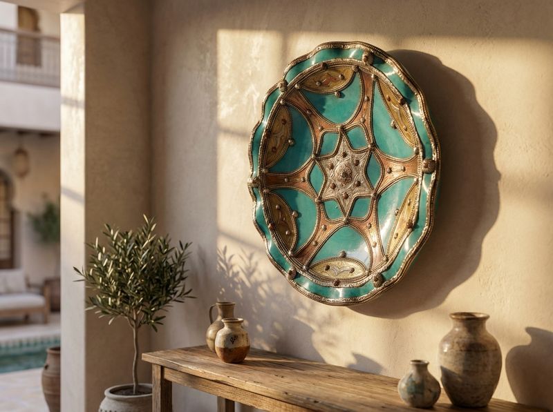 The Andalusian Starburst Charger: Turquoise & Silver Filigree Plate detail