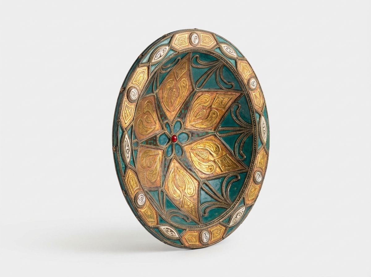 The Safi Starburst: Brass & Turquoise Ceramic Platter view 2