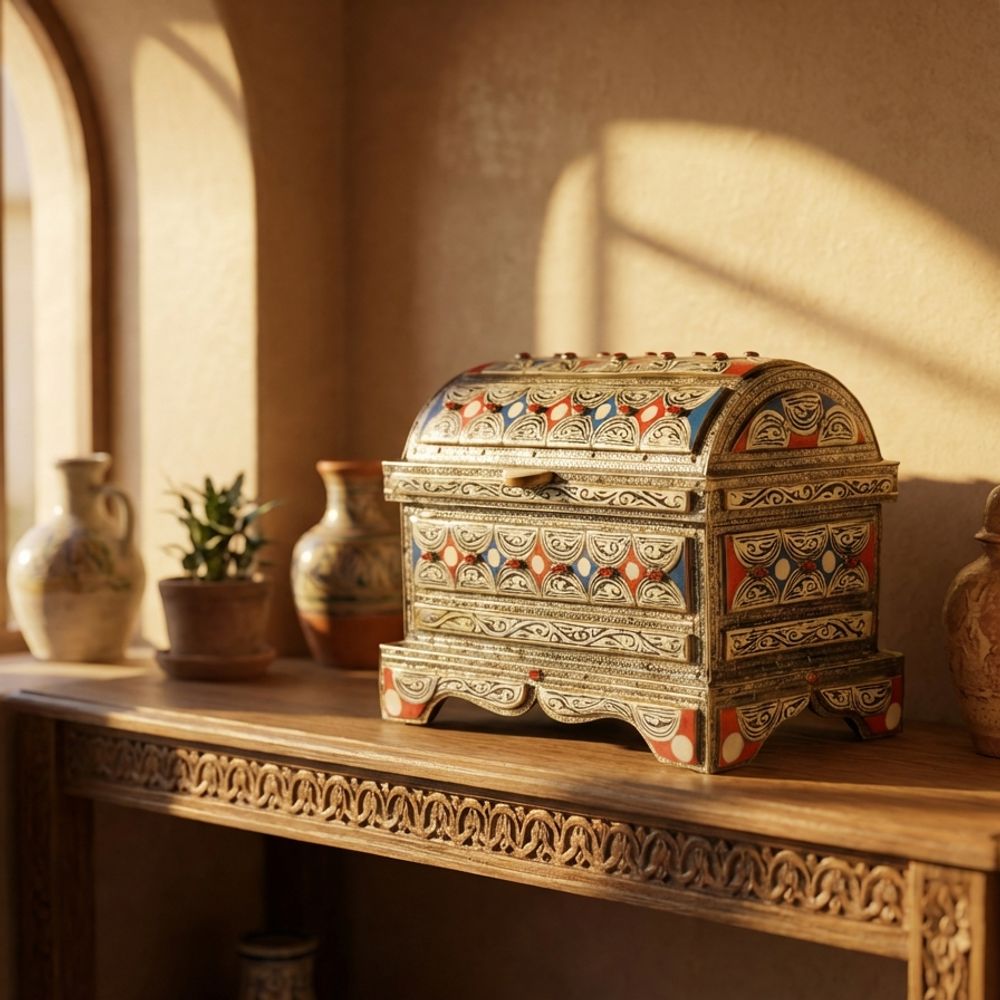 The "Tiznit" Silver & Camel Bone Berber Dowry Chest
