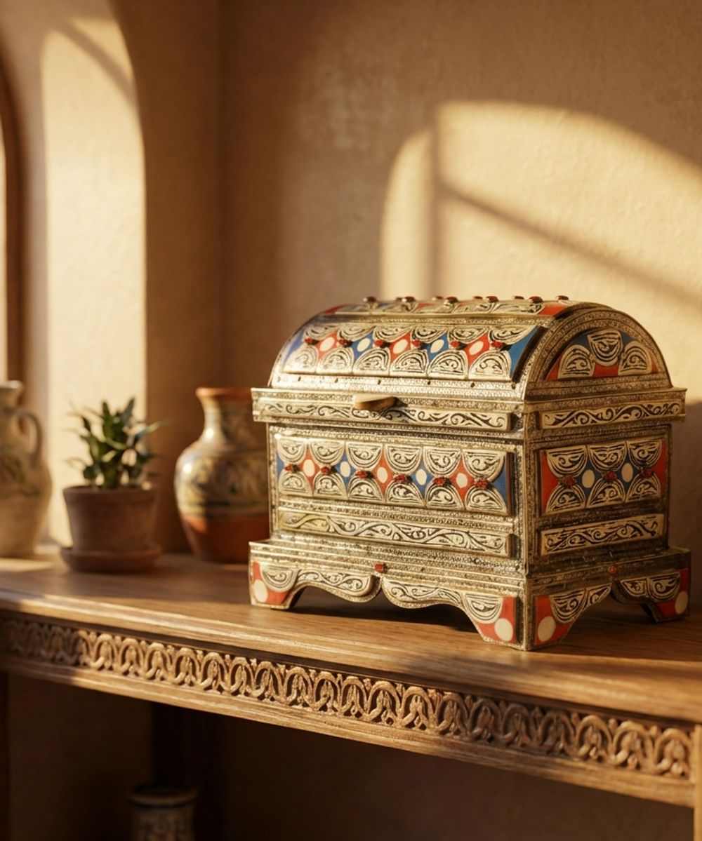 The "Tiznit" Silver & Camel Bone Berber Dowry Chest