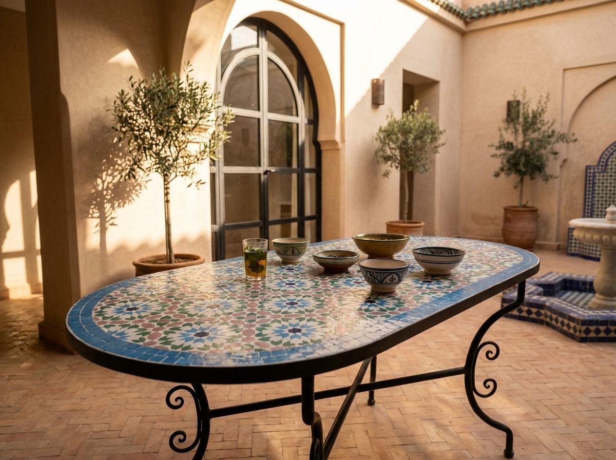 "Azure Star" Oval Zellige Dining Table view 3