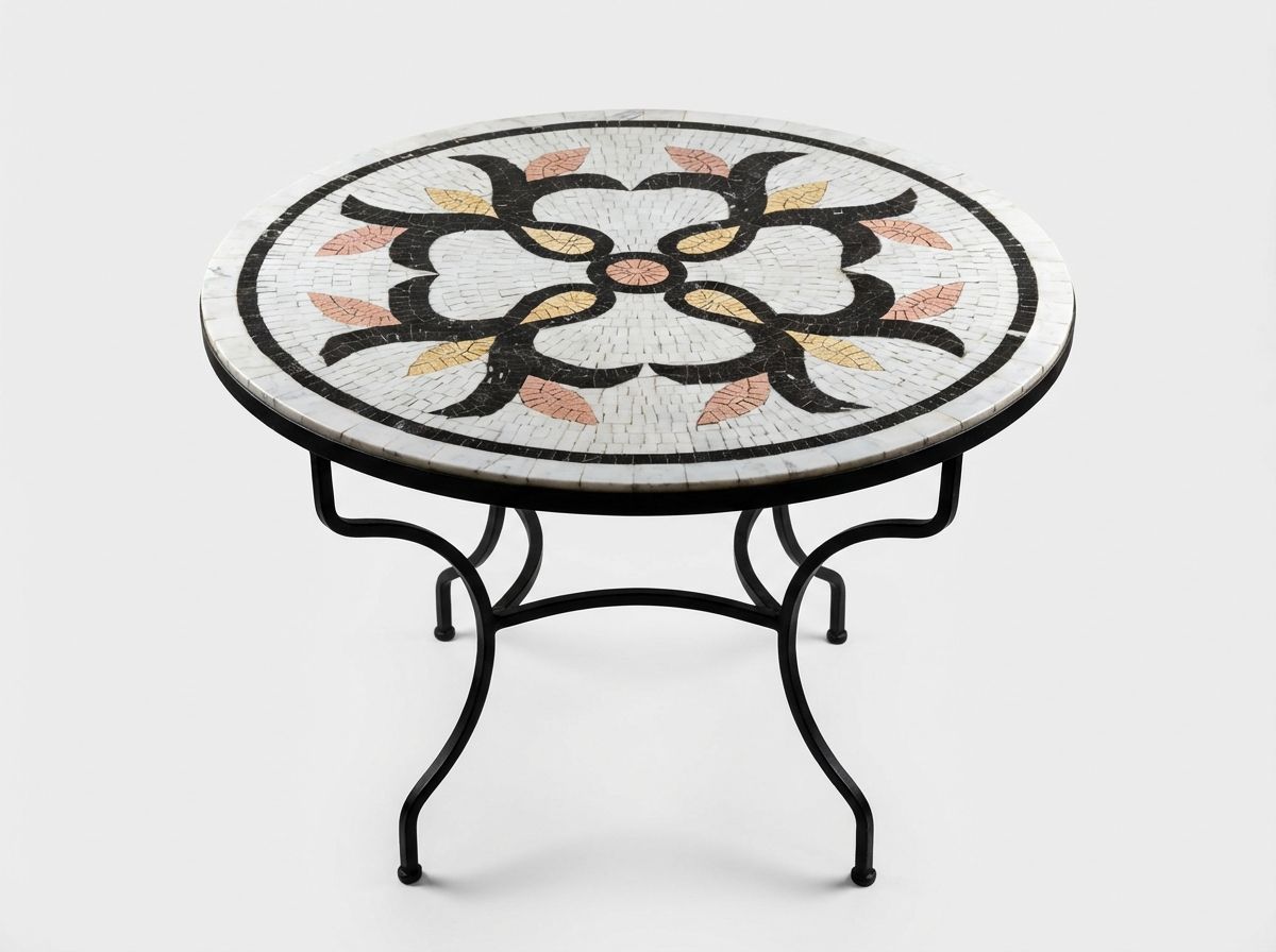 L'Atlas Fleur Marble Mosaic Table Top view 2