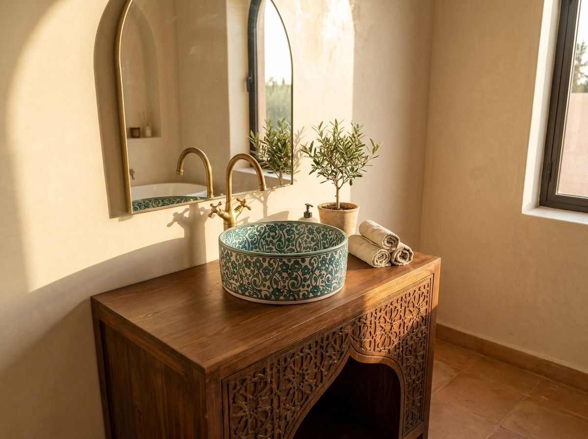 The Fes Turquoise Arabesque Vessel Sink view 3