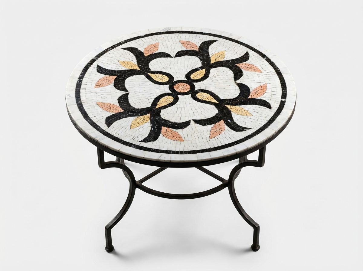 L'Atlas Fleur Marble Mosaic Table Top view 3
