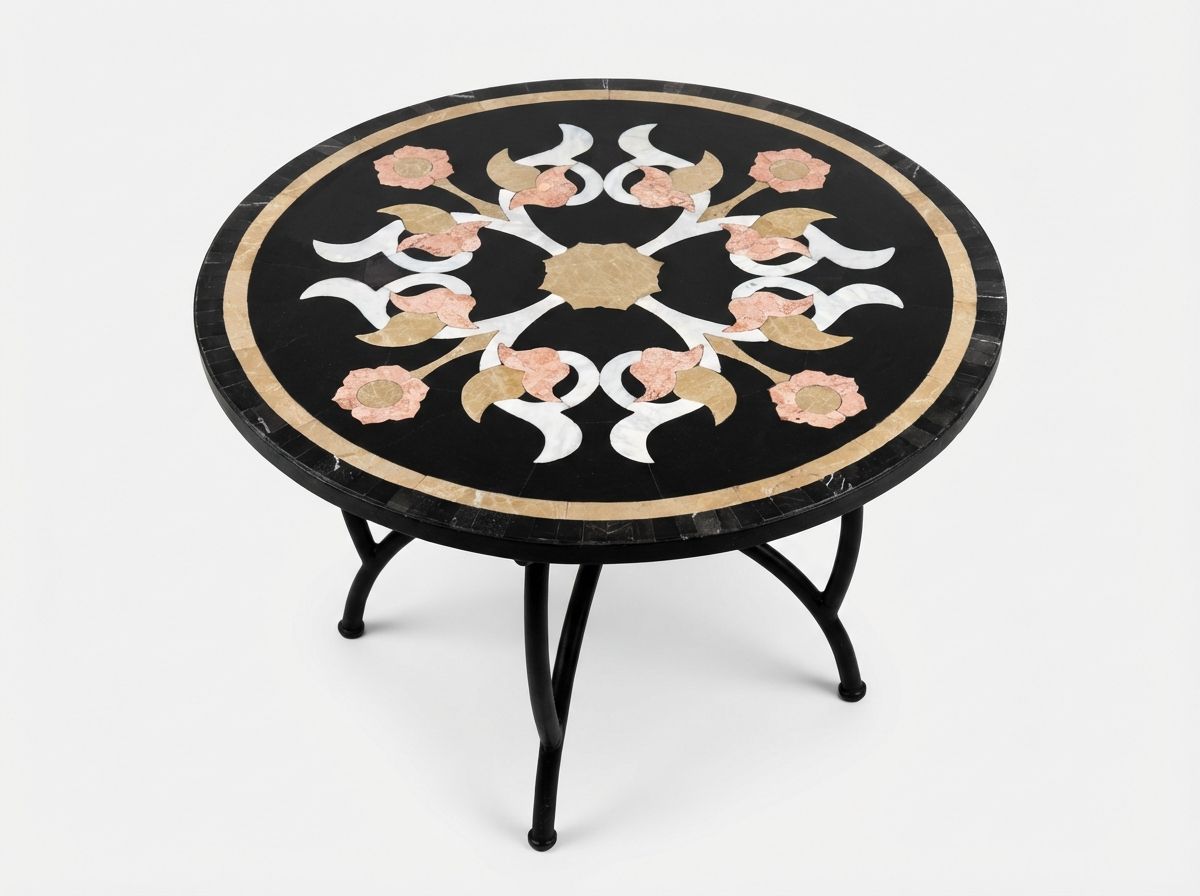 Layla Noir Floral Marble Table view 3