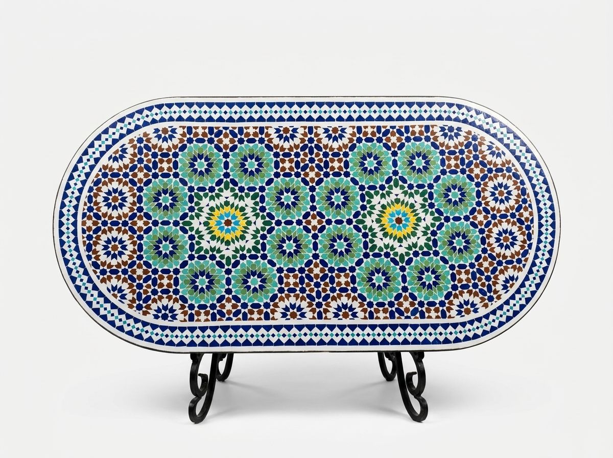 The Andalusian Azure Oval Zellige Garden Table main view